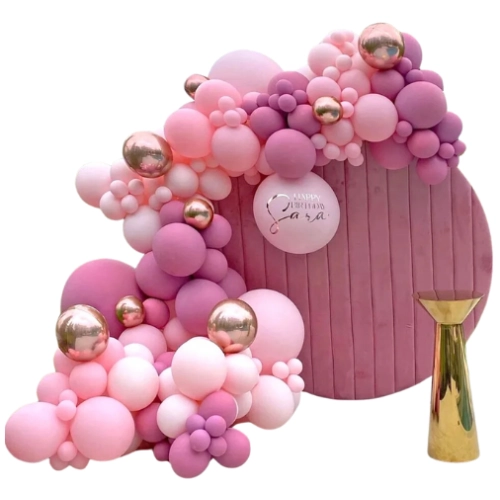 BALONY girlanda balonowa DEKORACJA URODZINOWA różowa ROCZEK CHRZEST